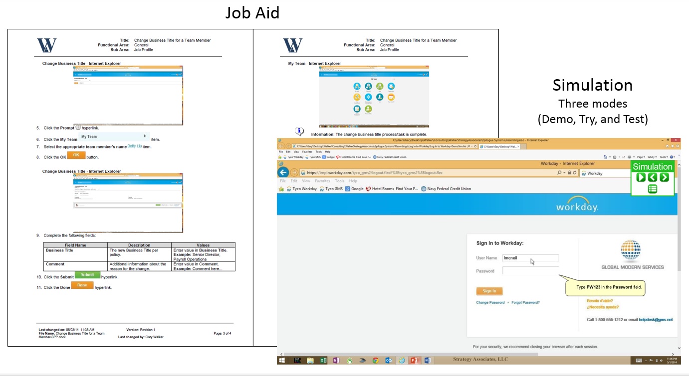 Job Aid and Simulation Graphic